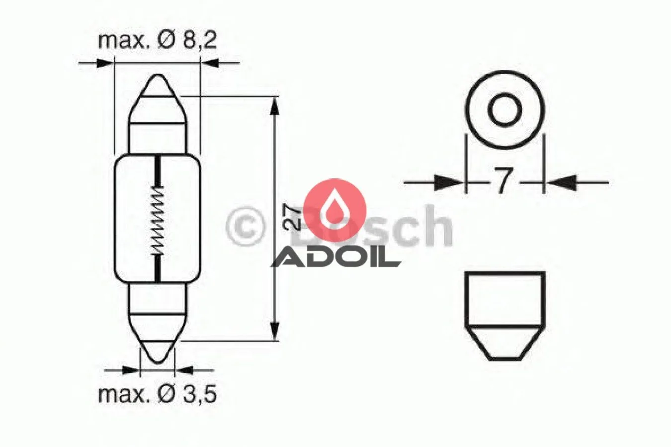 Автолампа 12V/3W/SV7-8 Pure Light Bosch