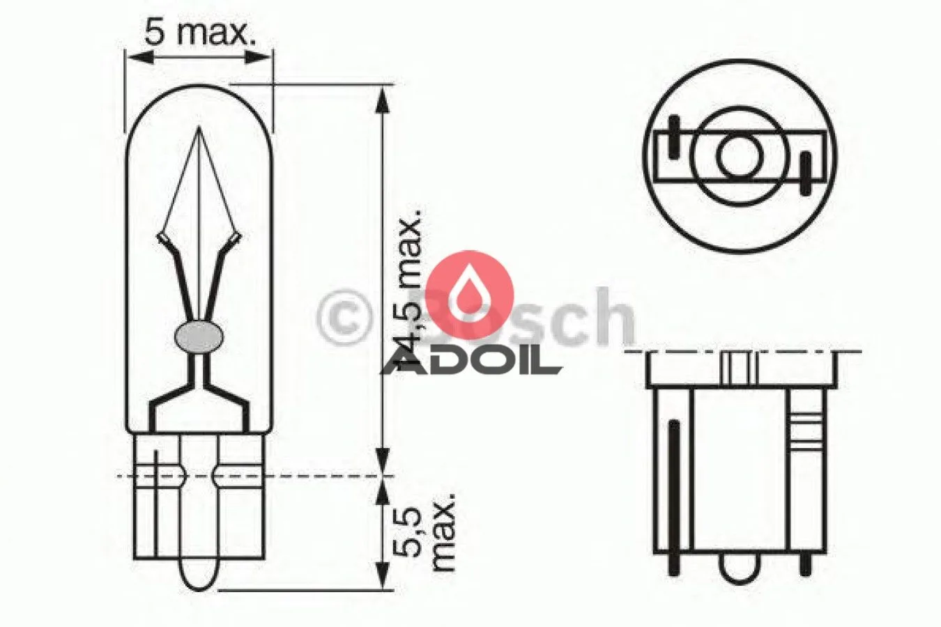 Автолампа 24V/1.2W/W2x4.6d Bosch