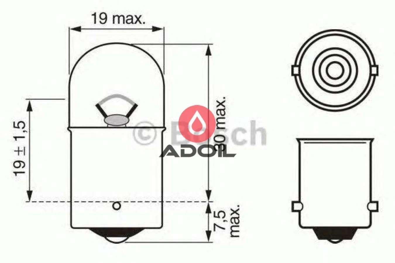 Автолампа R10W 24V/10W/BA15s Bosch