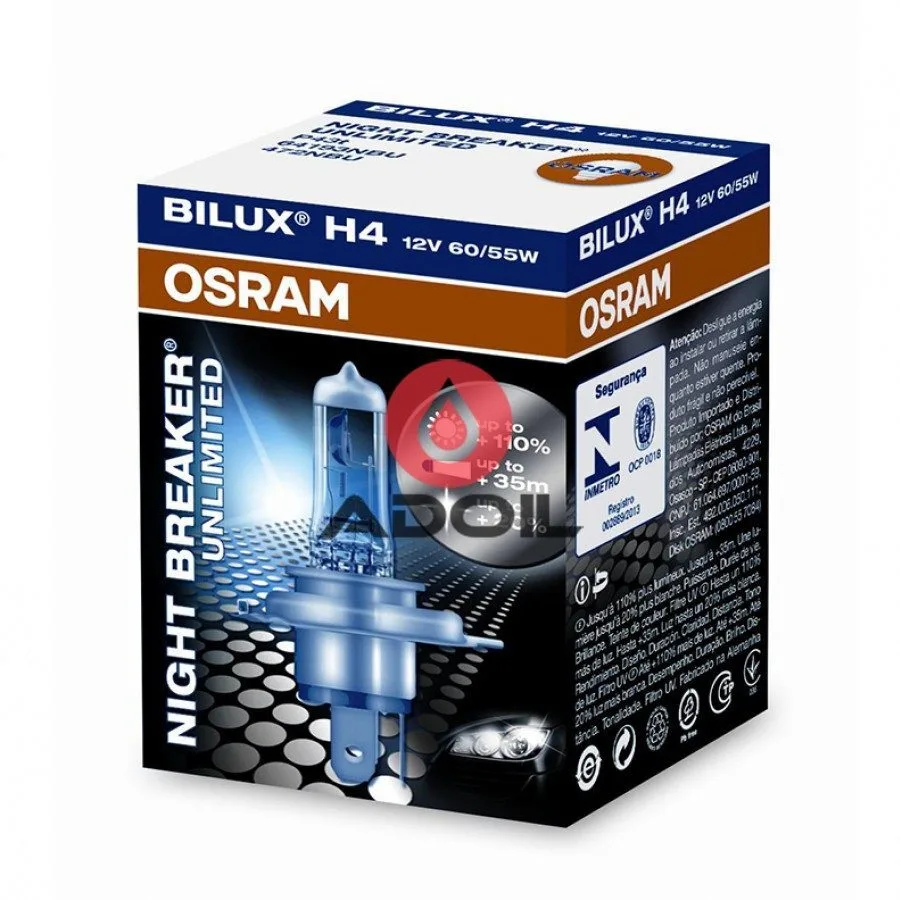 Автолампа H4 12V/60/55W/P43t Night Breaker Unlimited Osram