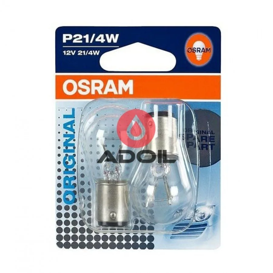 Автолампа P21/4W 12V/21/4W/BAZ15d 2шт Osram