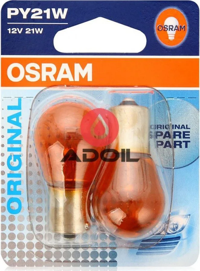 Автолампа PY21W 12V/21W/BAU15s 2шт Osram
