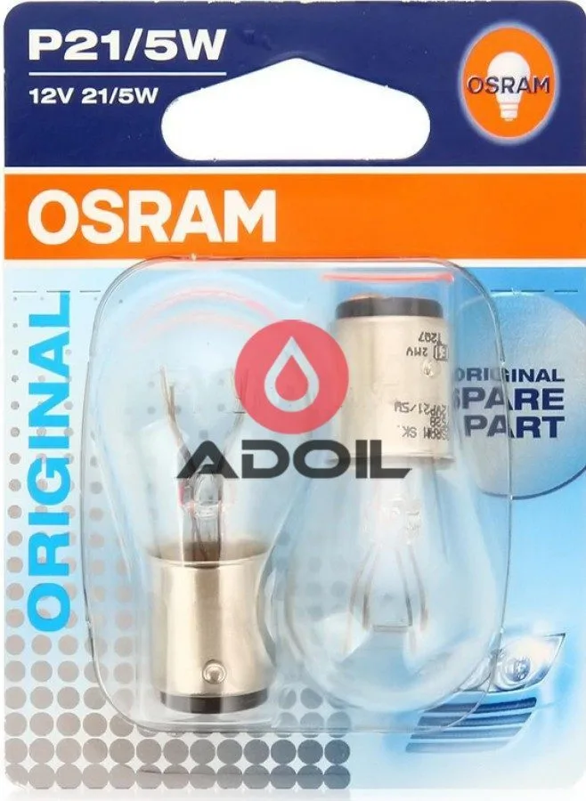 Автолампа P21/5W 12V/21/5W/BAY15d 2шт Osram