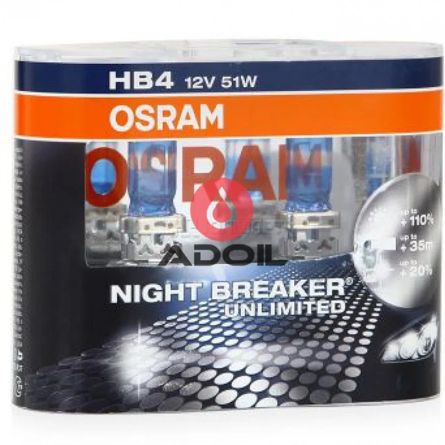Автолампа HB4 12V/55W/P22d Night Breaker Unlimited 2шт Osram